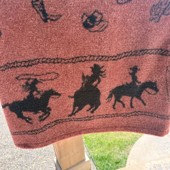 Vintage Black Mountain Outdoor Western Vest Rust Faux Fur Collar Cowgirl  Print - Picture 3 of 11